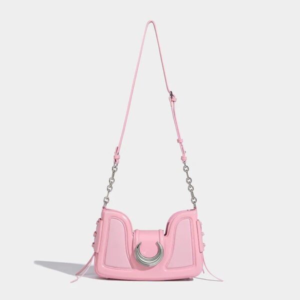 Luxury Pink Half Moon Crossbody Bag