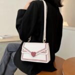 Cute Kawaii Heart Quilted Crossbody Bag for Women