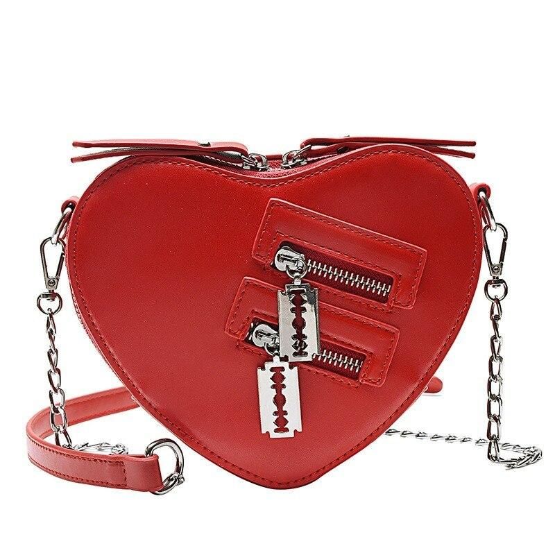 Gothic Heart Blade Chain Crossbody Bag
