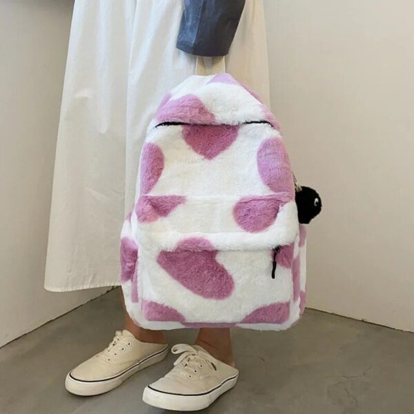 Chic Heart Plush Backpack