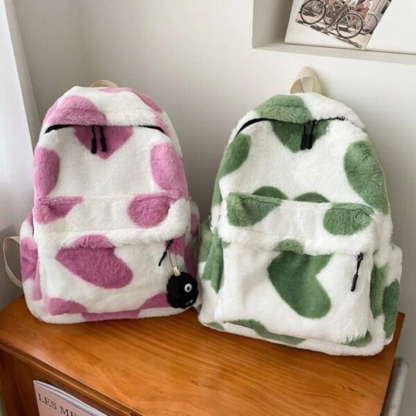 Chic Heart Plush Backpack