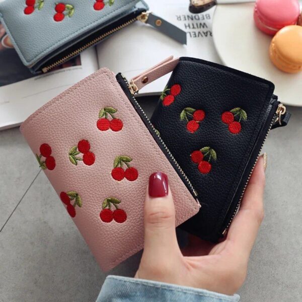 Chic Mini Wallet with Fruits Embroidery
