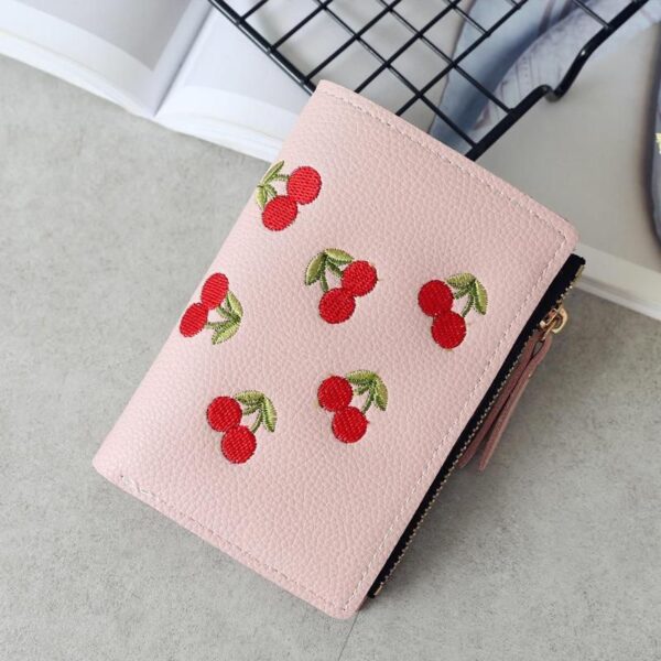 Chic Mini Wallet with Fruits Embroidery