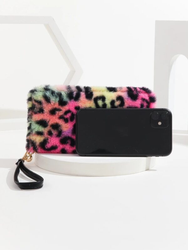 Chic Leopard Print Faux Fur Long Wallet