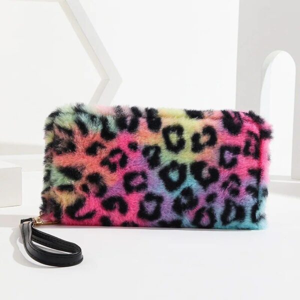 Chic Leopard Print Faux Fur Long Wallet