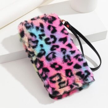 Chic Leopard Print Faux Fur Long Wallet