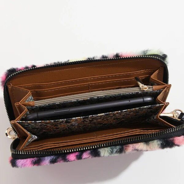 Chic Leopard Print Faux Fur Long Wallet