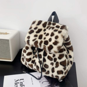 Harajuku Leopard Faux Fur Backpack for Women