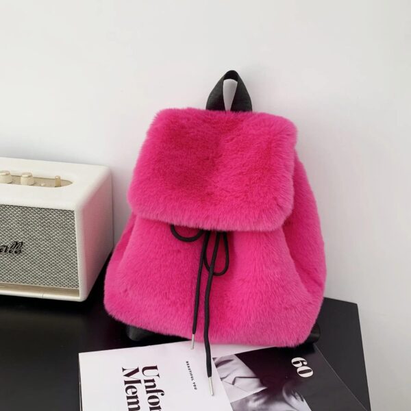 Harajuku Leopard Faux Fur Backpack for Women - Image 5