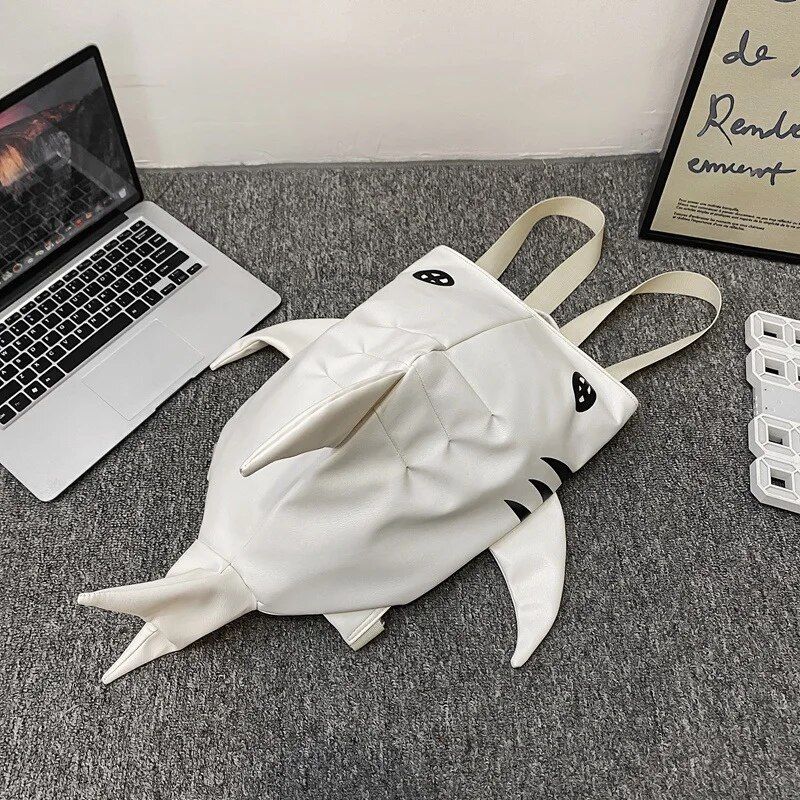 Trendy Shark Print Backpack