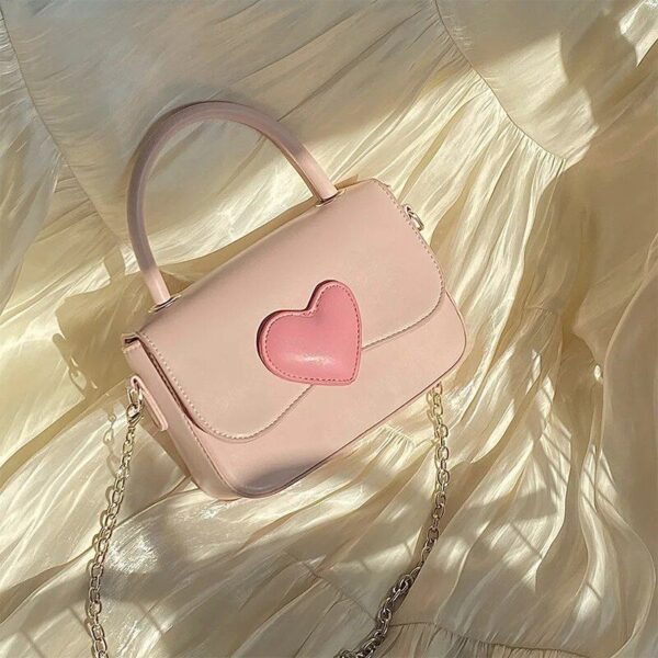 Chic Pink Heart Square Shoulder Bag