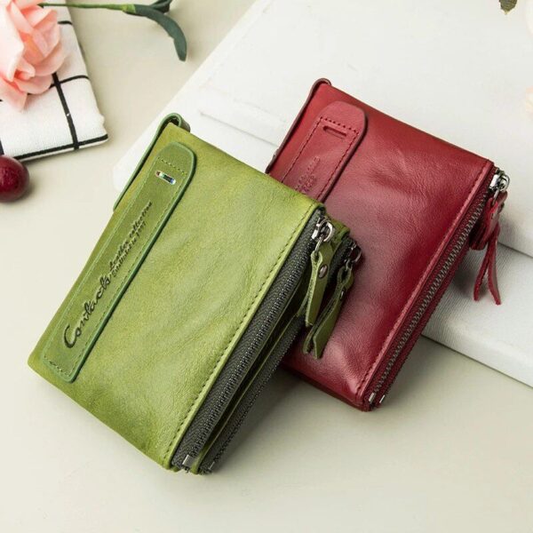 Chic Cow Leather Bifold Wallet for Women with Coin Purse & Card Holder - Image 2