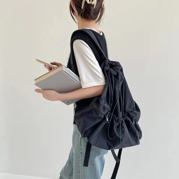 Chic Ruched Nylon Backpack: Lightweight Fashion for Women & Students