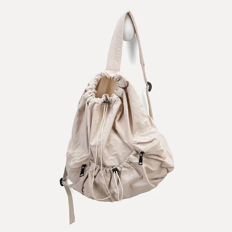Chic Ruched Nylon Backpack: Lightweight Fashion for Women & Students