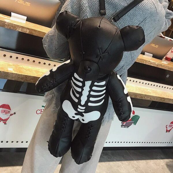 Punk-Style Skeleton Bear Backpack for Adolescent Girls – Fashionable & Versatile School Accessory