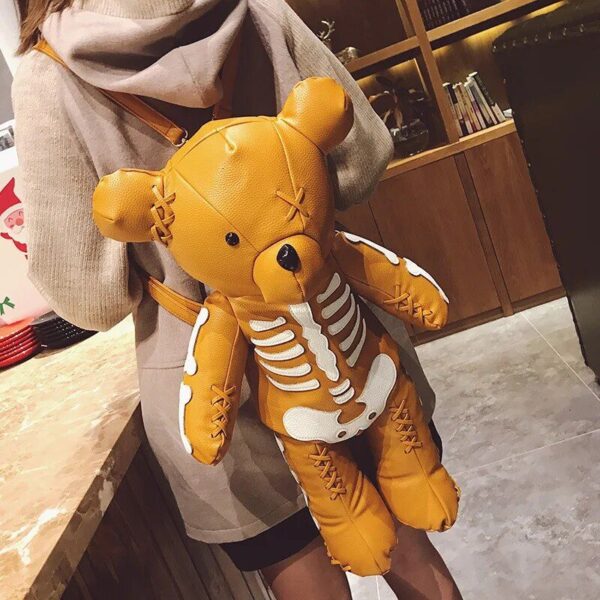 Punk-Style Skeleton Bear Backpack for Adolescent Girls – Fashionable & Versatile School Accessory