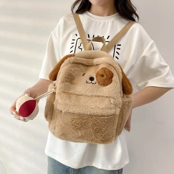 Trendy Cartoon Dog Plush Fashion Backpack for Women