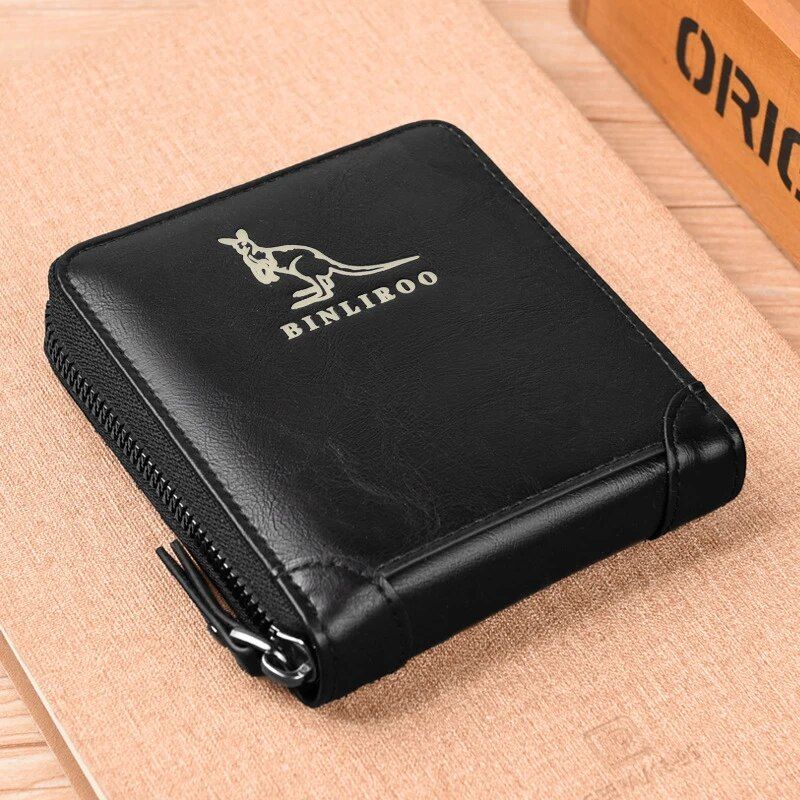 Compact RFID-Blocking Genuine Leather Wallet for Men