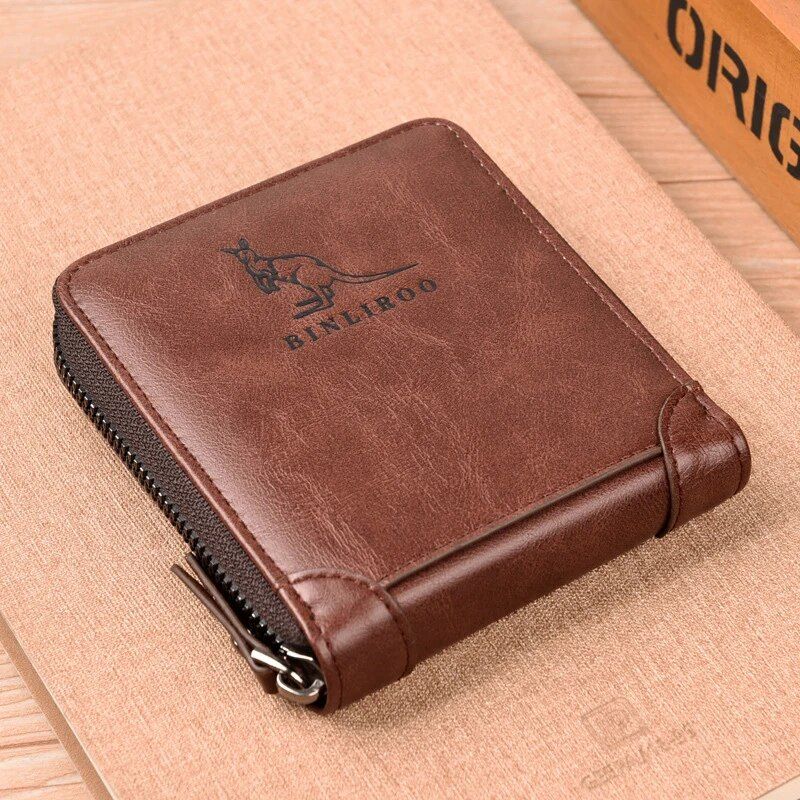 Compact RFID-Blocking Genuine Leather Wallet for Men