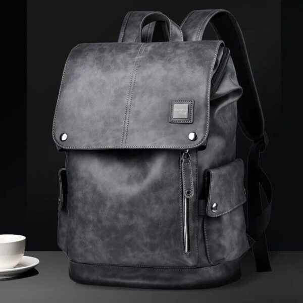 Waterproof Leather Laptop Backpack – Versatile School and Travel Bag for Men