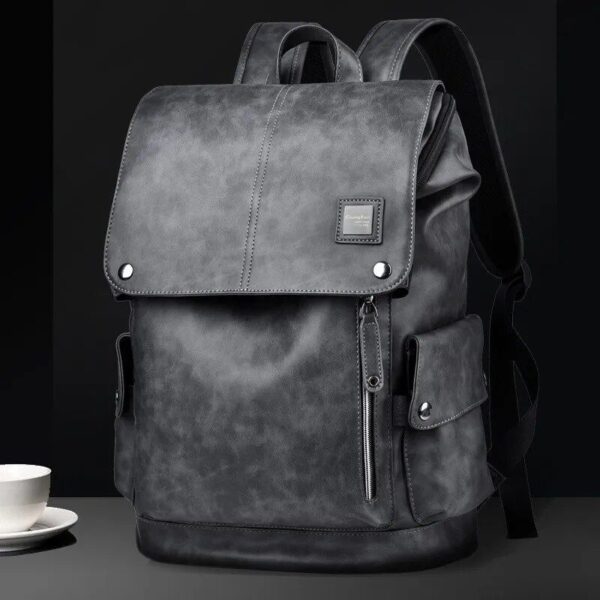 Waterproof Leather Laptop Backpack - Versatile School and Travel Bag for Men - Image 4