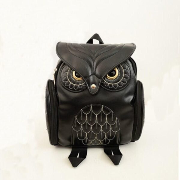 Chic Owl-Embossed PU Leather Backpack – Fashionable Women’s Travel Satchel
