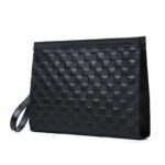 Men's Plaid Genuine Leather Clutch Bag