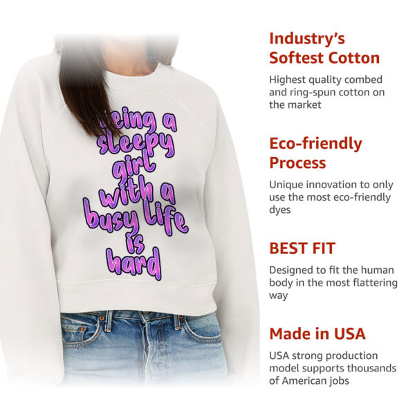 Being a Sleepy Girl Raglan Pullover – Cool Design Women’s Sweatshirt – Best Print Pullover