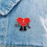 Heart-Shaped Cartoon Enamel Brooch