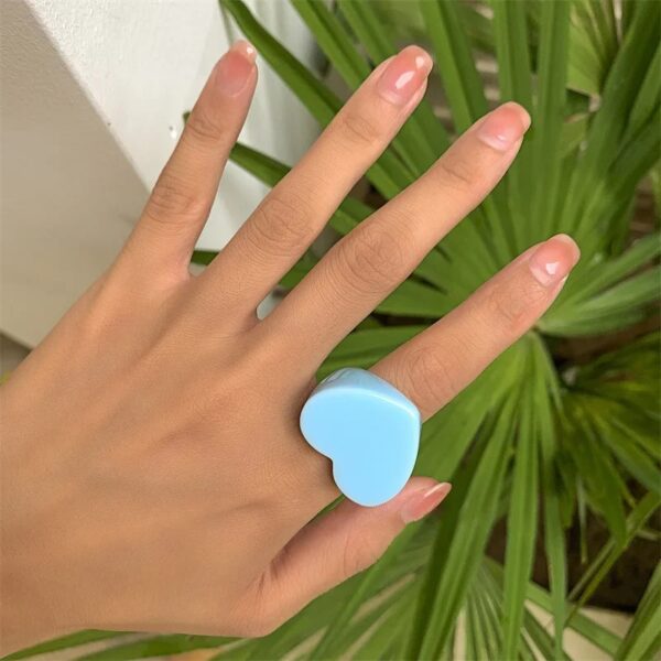 Chic Candy-Colored Heart-Shaped Resin Ring