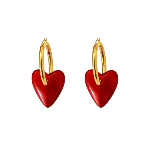 Chic Red Heart-Shaped Drop Earrings