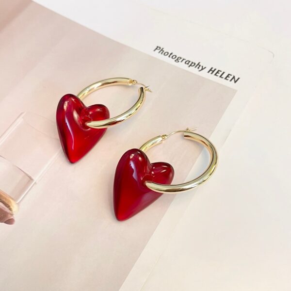 Chic Red Heart-Shaped Drop Earrings