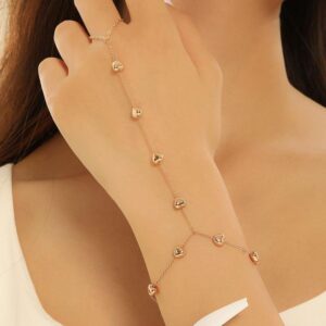 Boho Chic Love Heart Hand Chain Bracelet with Ring
