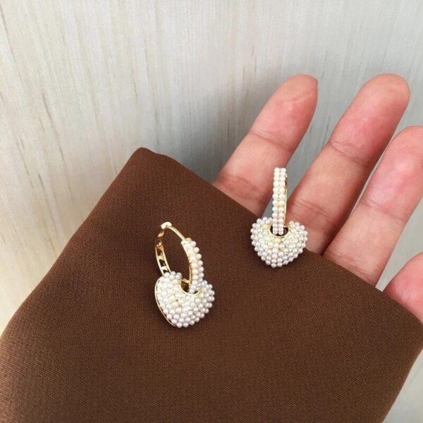Elegant Pearl Heart Drop Earrings