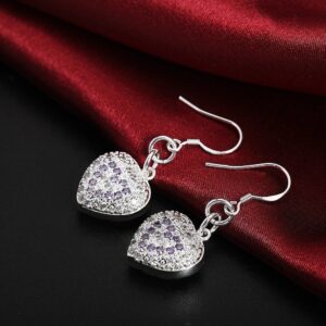 925 Sterling Silver Zircon Hollow Heart Earrings