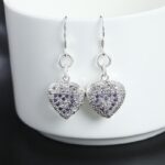 925 Sterling Silver Zircon Hollow Heart Earrings