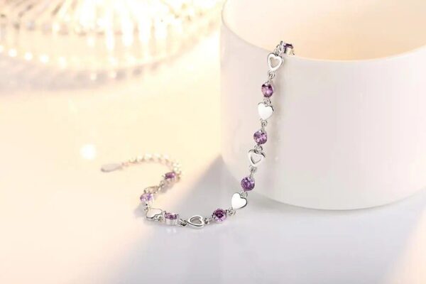 Luxury 925 Sterling Silver Heart Zirconia Bracelet
