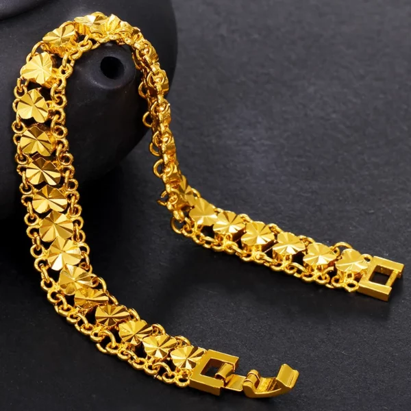 Luxurious 24K Gold-Plated Zircon Bangle Bracelet for Women