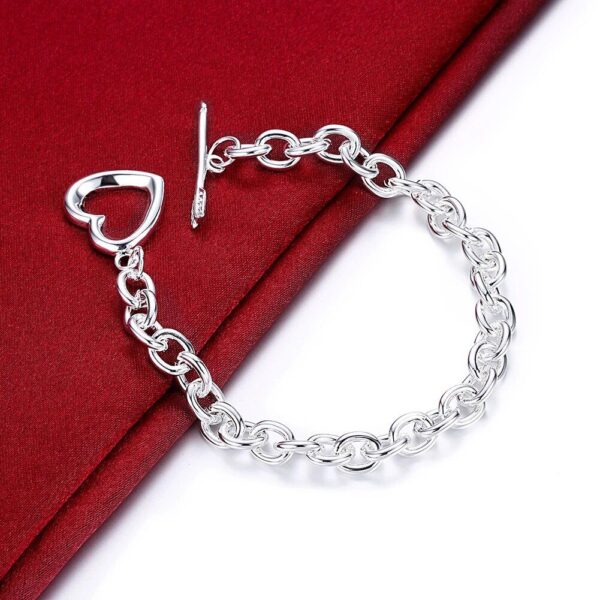 Sterling Silver Arrow Heart Charm Bracelet - Image 4