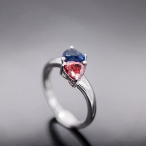 Heart Crystal Engagement Rings with Red & Blue Stones for Women – Romantic Wedding Jewelry Gifts