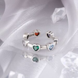 Sterling Silver Heart Cocktail Ring with Zircon Stone