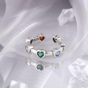 Sterling Silver Heart Cocktail Ring with Zircon Stone