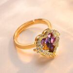 Trendy Gold Heart Cubic Zirconia Open Ring