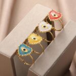 Gold Color Adjustable Turkish Evil Eye Heart Ring