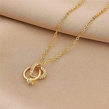 Love Heart Double Ring Necklace