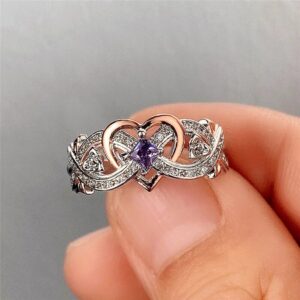 Romantic Rose Flower Heart Ring for Women