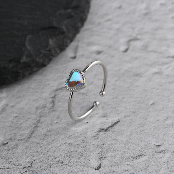 Aurora Moonstone Heart Ring