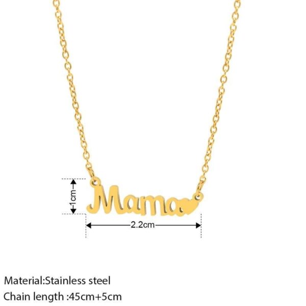 Stainless Steel “Mama Love” Heart Pendant Necklace