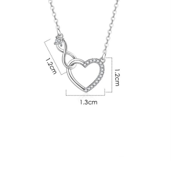 925 Sterling Silver Zircon Heart Interlocking Necklace - Image 6