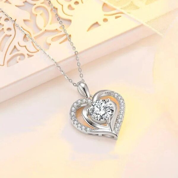 Double Love Crystal Pendant Necklace for Women